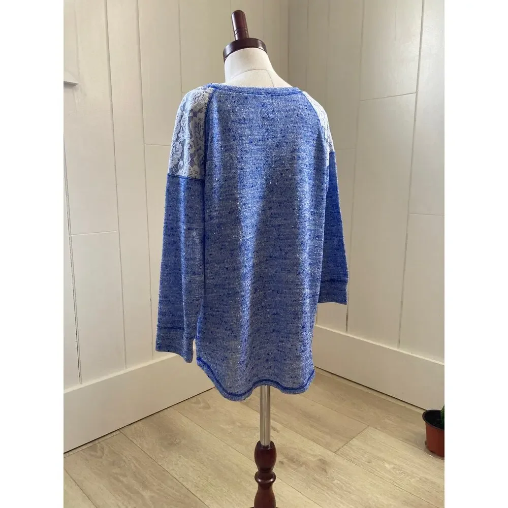 Justice Blue and Lace Lightweight Pullover Sweater, Size 12